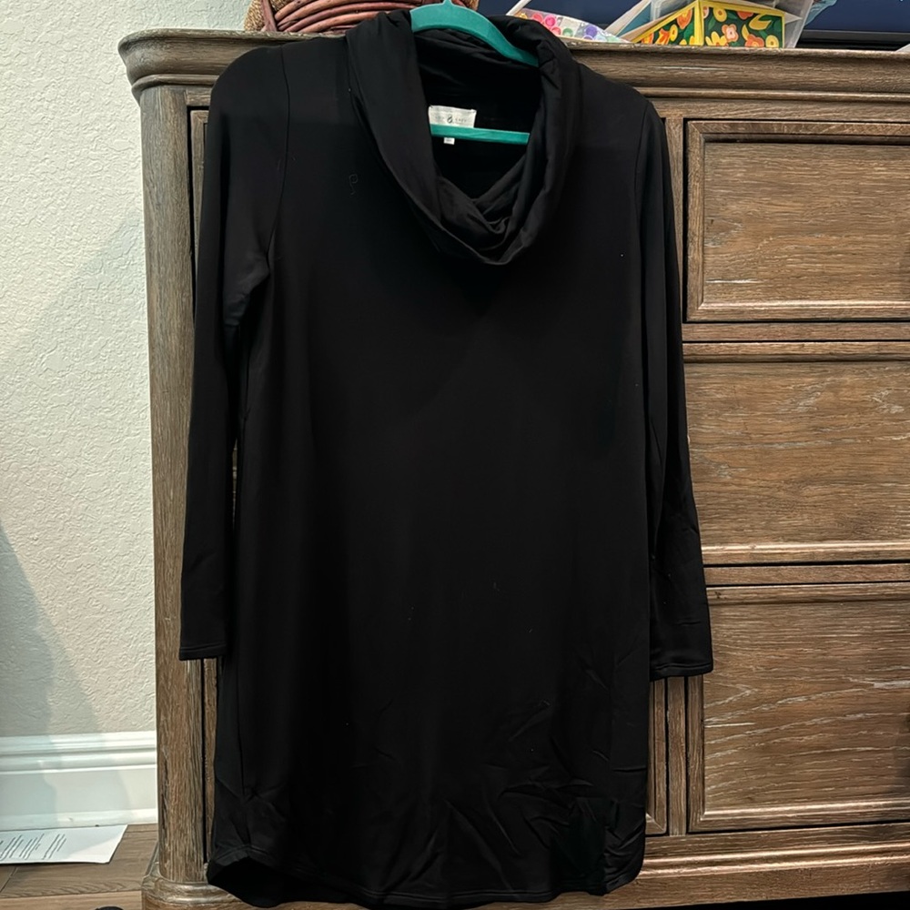 Lou and Grey by loft, petite medium, black cowl neck tunic